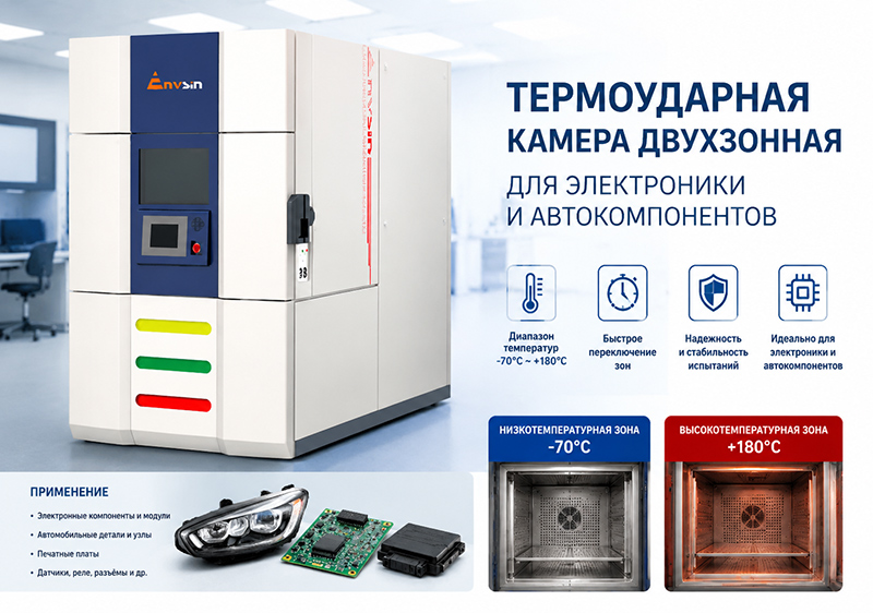 Термоударная камера двухзонная для электроники и автокомпонентов